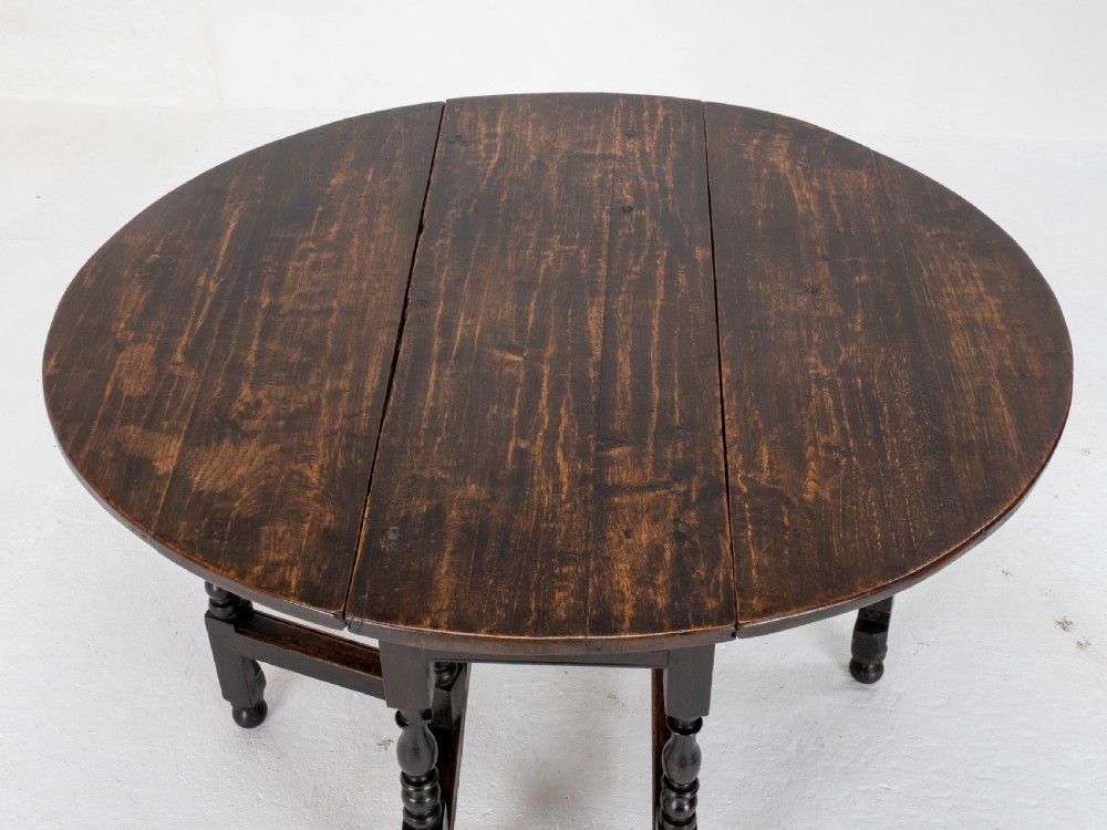 C1700 Dark Oak Small Gateleg Country Dining Table (Late C17th Early C18th) View IX
