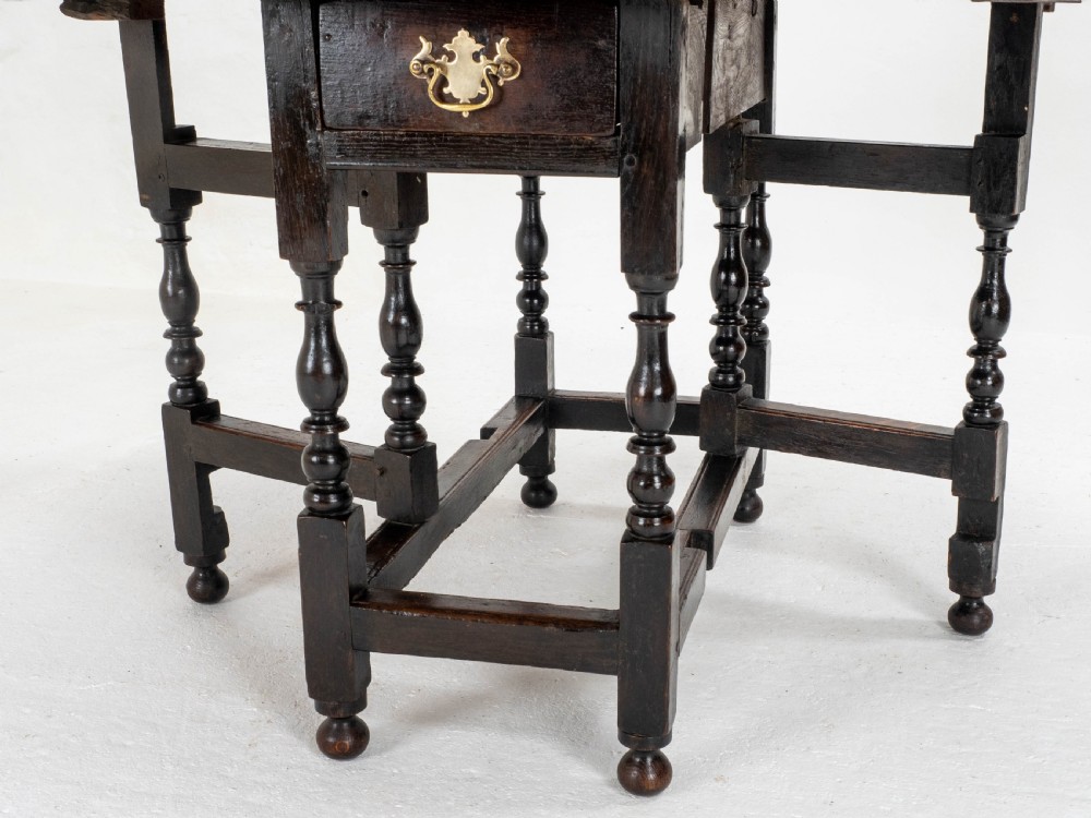 C1700 Dark Oak Small Gateleg Country Dining Table (Late C17th Early C18th) View X