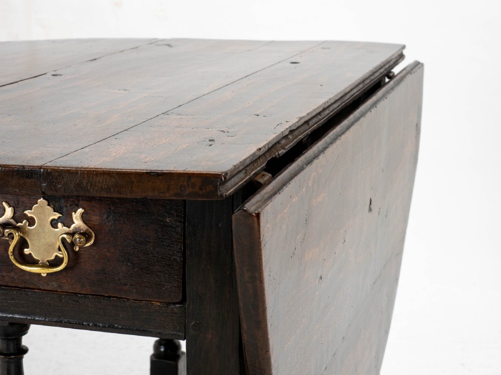 C1700 Dark Oak Small Gateleg Country Dining Table (Late C17th Early C18th) View XII