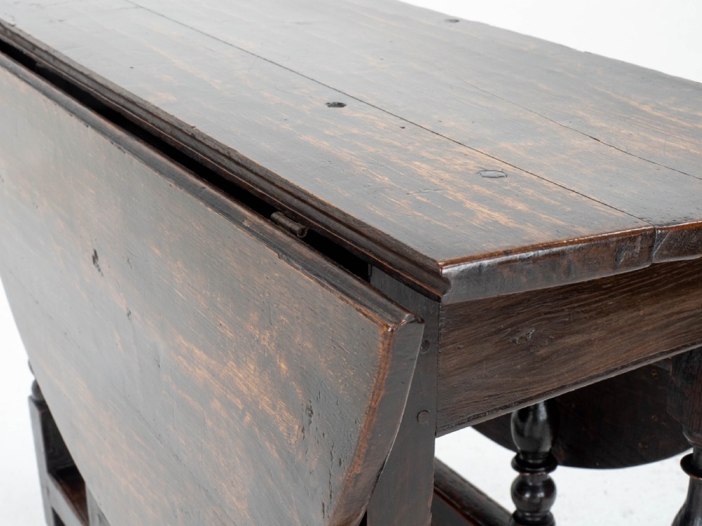 C1700 Dark Oak Small Gateleg Country Dining Table (Late C17th Early C18th) View XVI