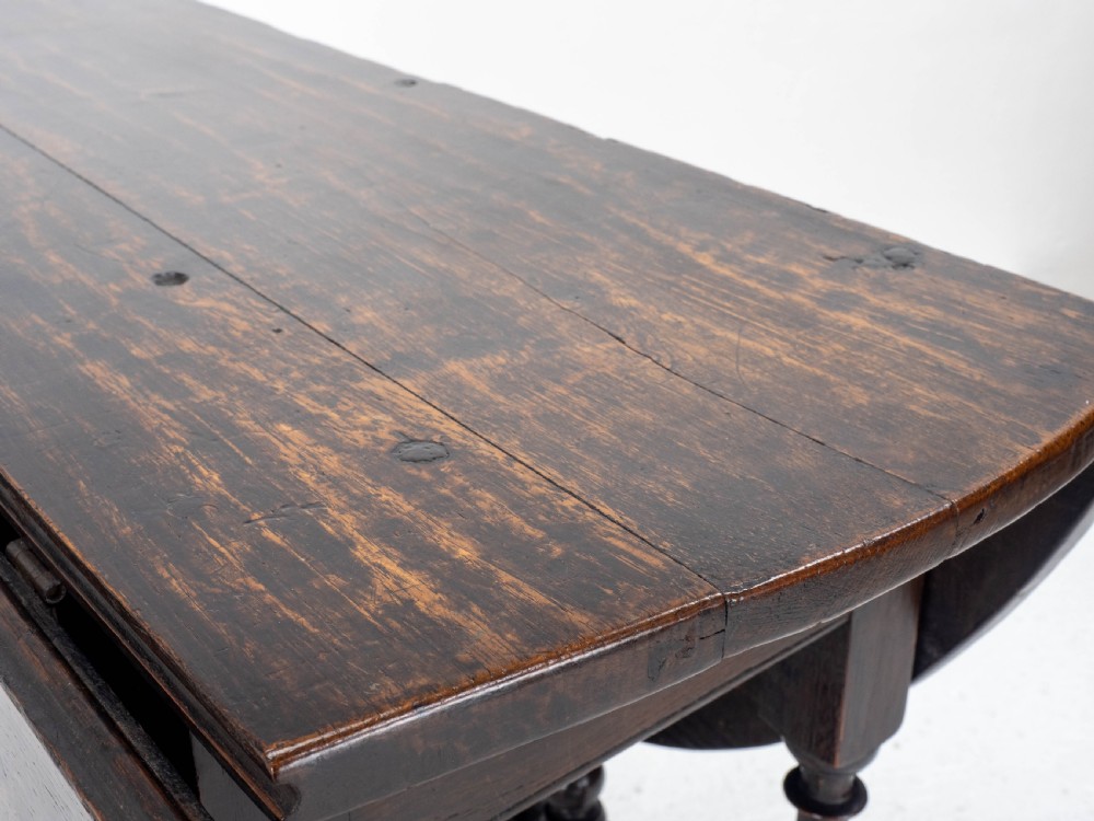 C1700 Dark Oak Small Gateleg Country Dining Table (Late C17th Early C18th) View XVII