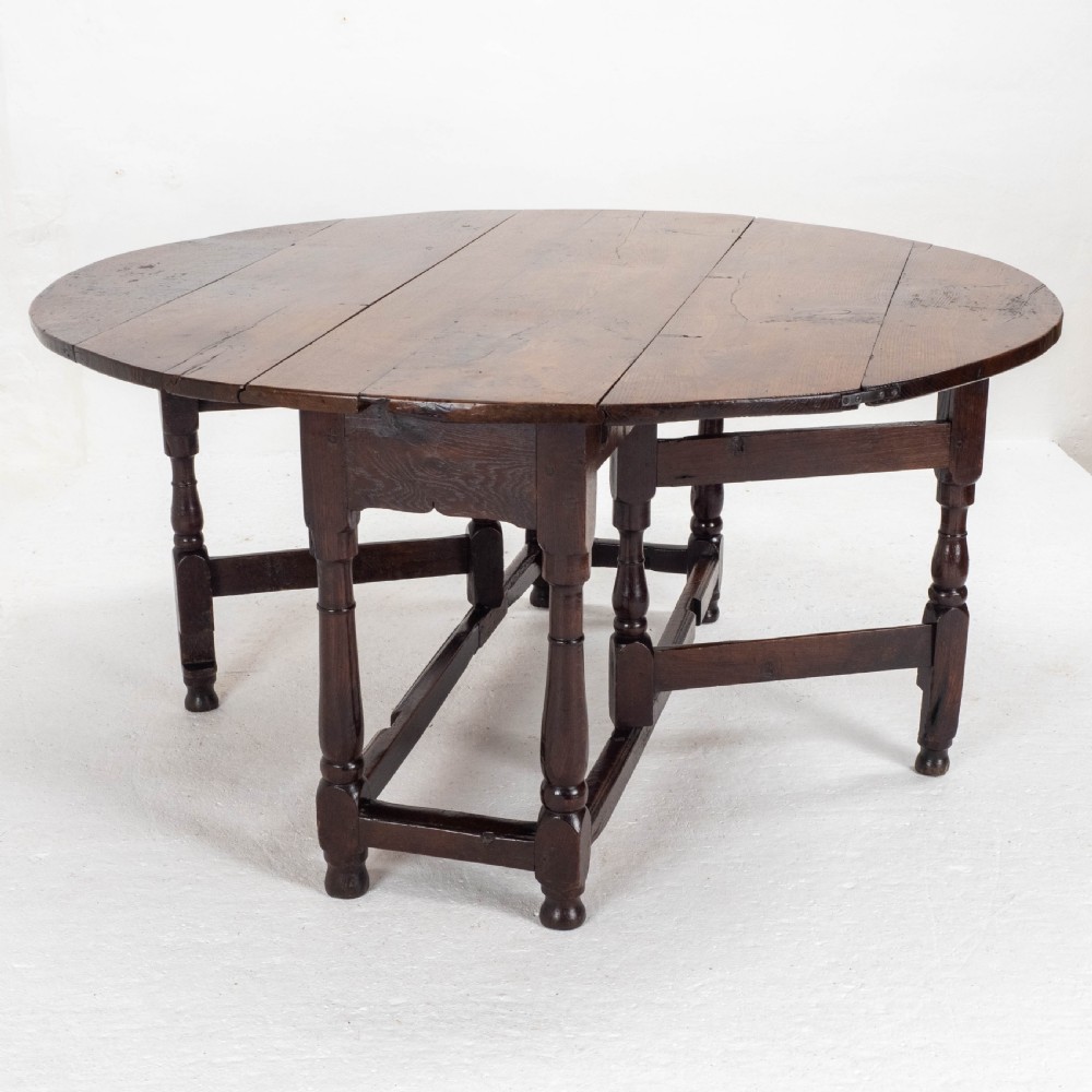 Early C18th George I Oak Gateleg Country Dining Table View V