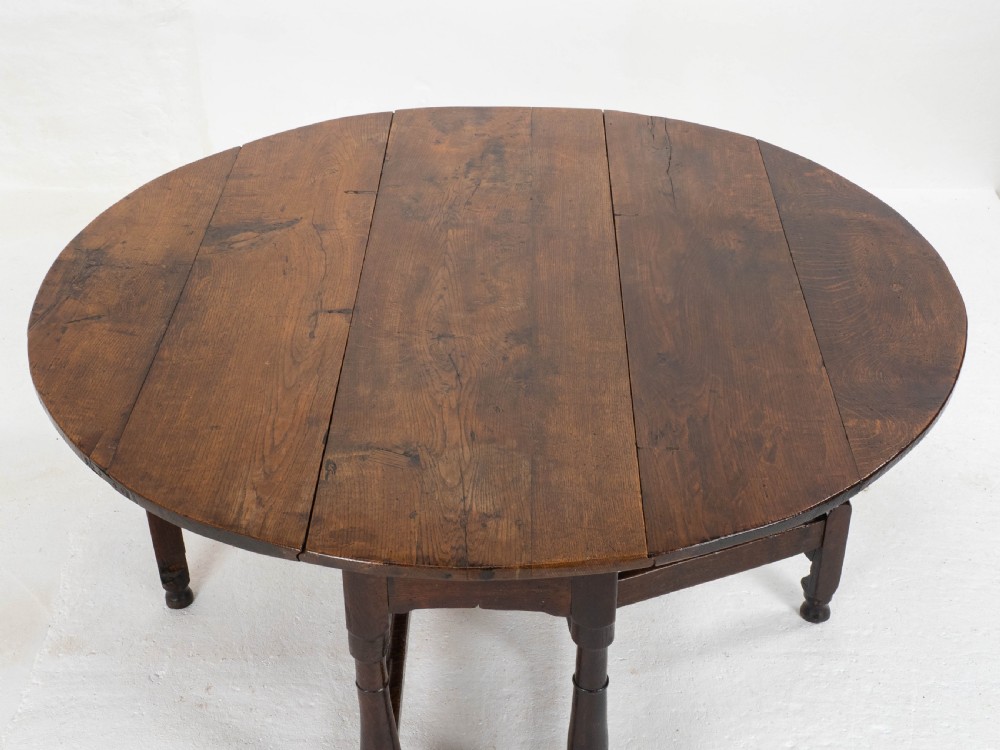 Early C18th George I Oak Gateleg Country Dining Table View X