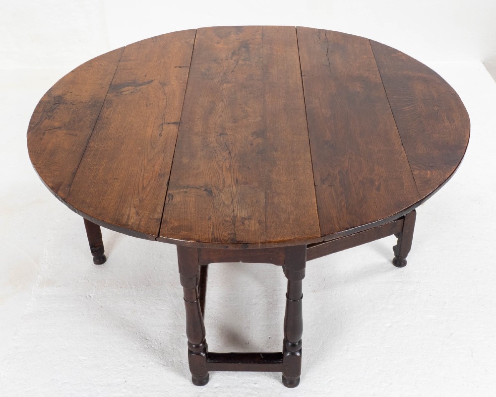 Early C18th George I Oak Gateleg Country Dining Table View XI