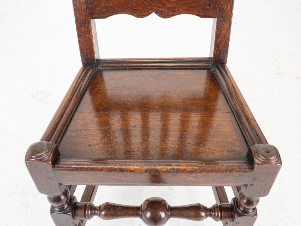 Carolean C17th Pair of Carved High Back Oak Side Chairs (Country Jacobean) View XXI