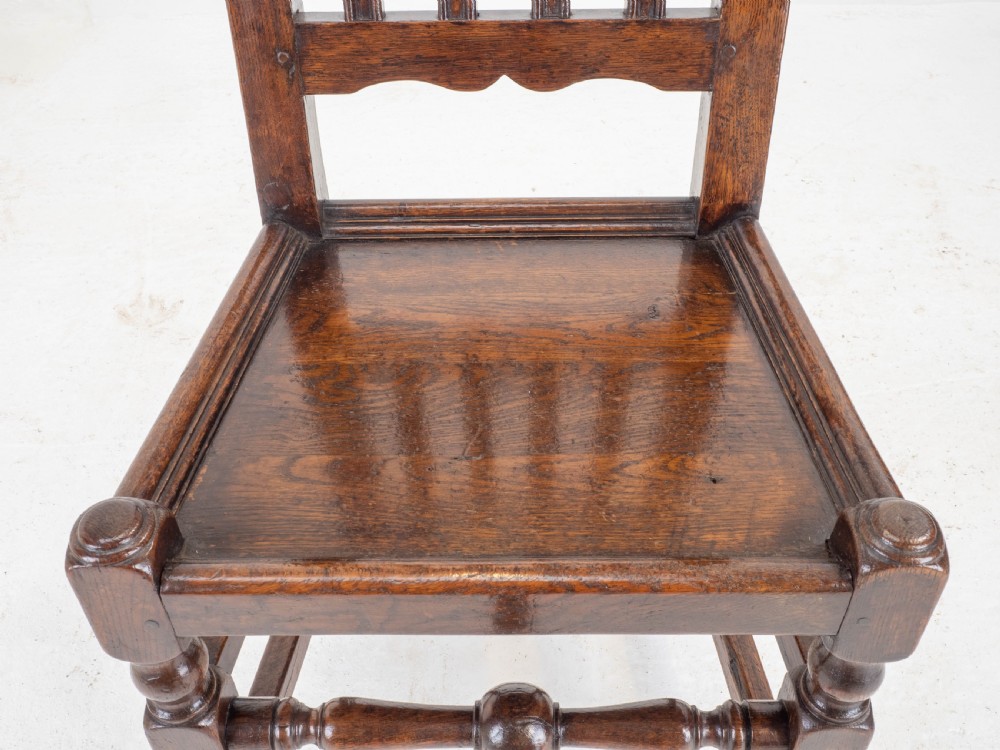 Carolean C17th Pair of Carved High Back Oak Side Chairs (Country Jacobean) View XXII