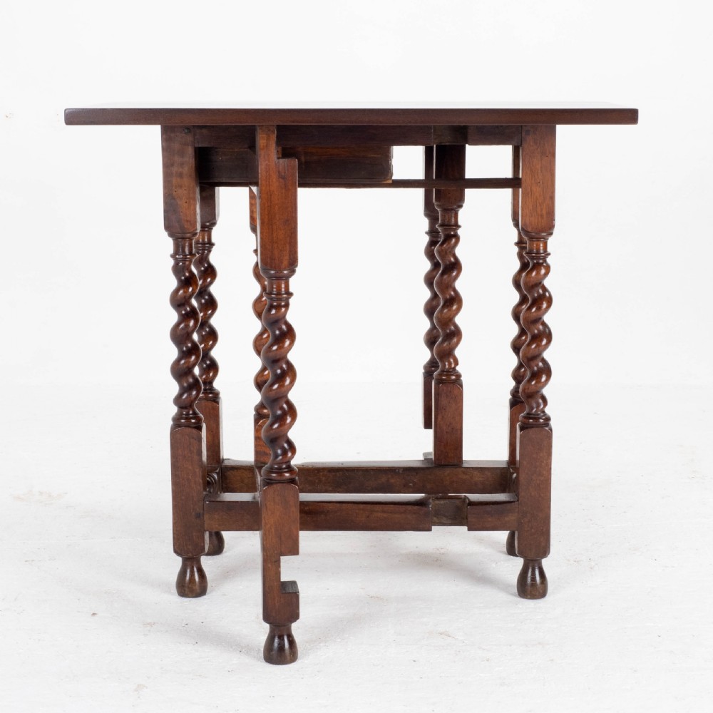 Queen Anne Red Walnut Small Barley-Twist Gateleg Drop Leaf Side Table View X