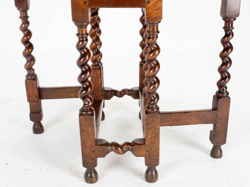 Queen Anne Red Walnut Small Barley-Twist Gateleg Drop Leaf Side Table View XII