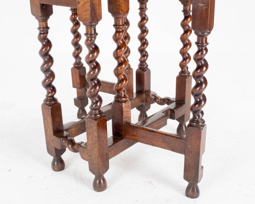 Queen Anne Red Walnut Small Barley-Twist Gateleg Drop Leaf Side Table View XIII