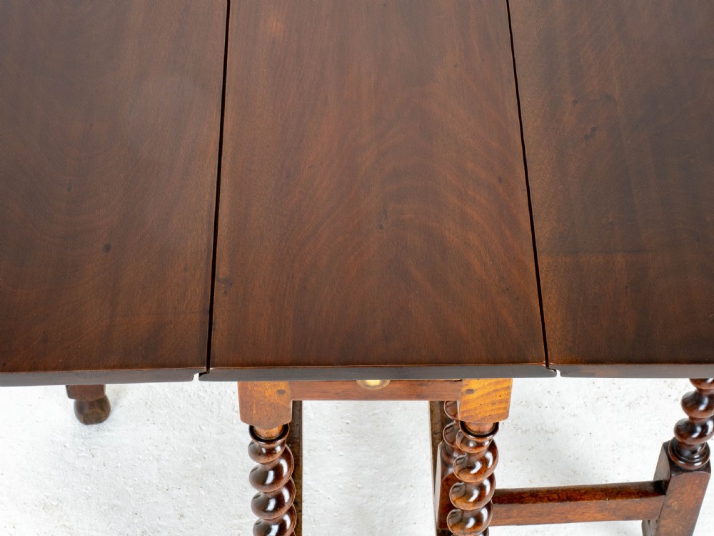 Queen Anne Red Walnut Small Barley-Twist Gateleg Drop Leaf Side Table View XIX