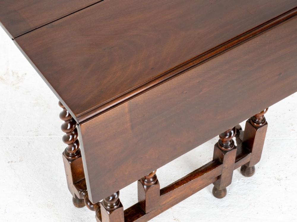Queen Anne Red Walnut Small Barley-Twist Gateleg Drop Leaf Side Table View XX