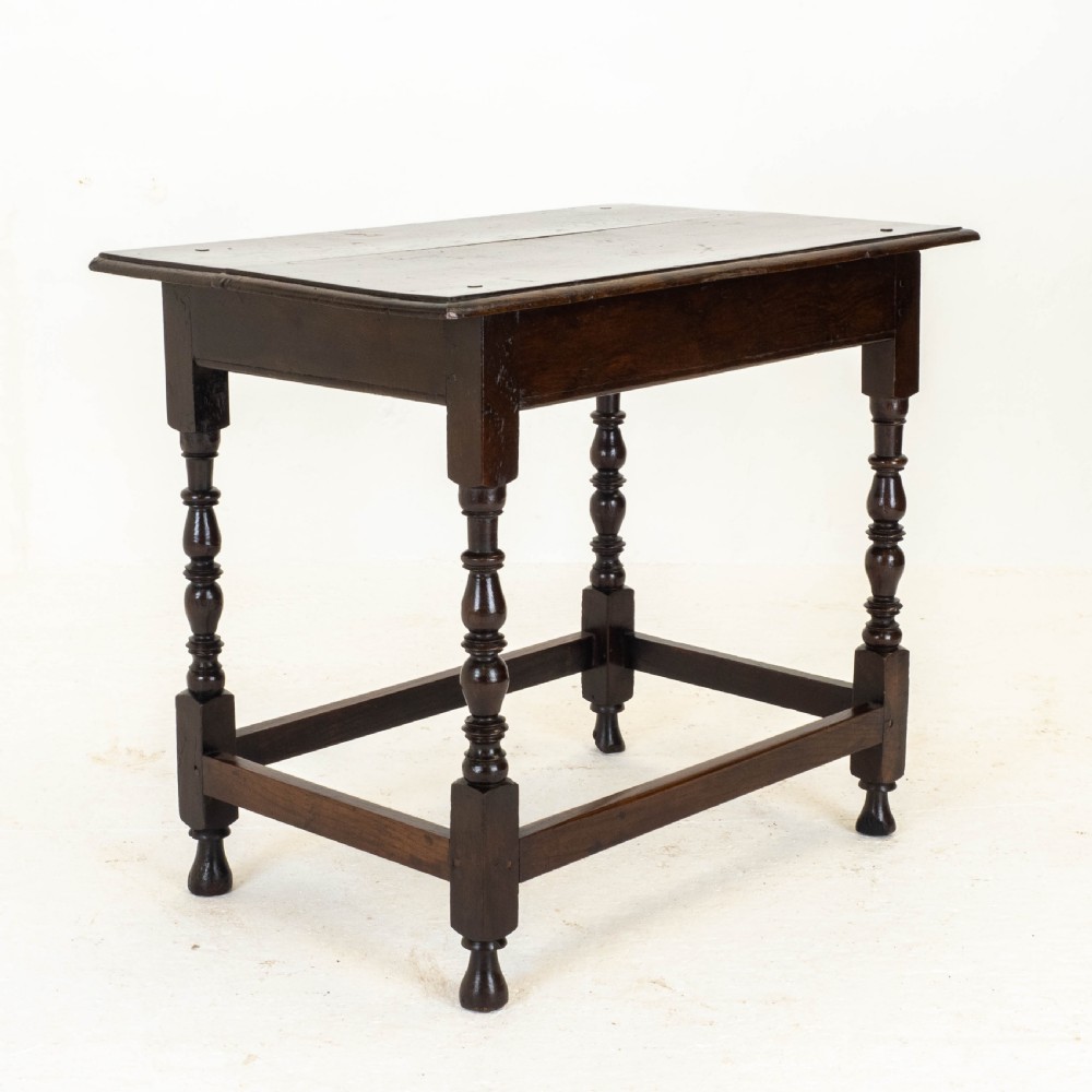 C17th Dark Oak English Country Side Table (Jacobean Carolean) View II