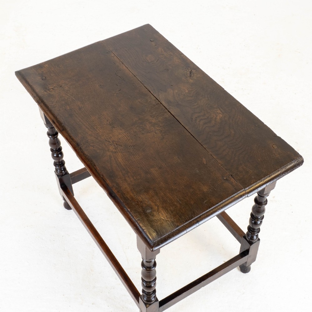 C17th Dark Oak English Country Side Table (Jacobean Carolean) View III