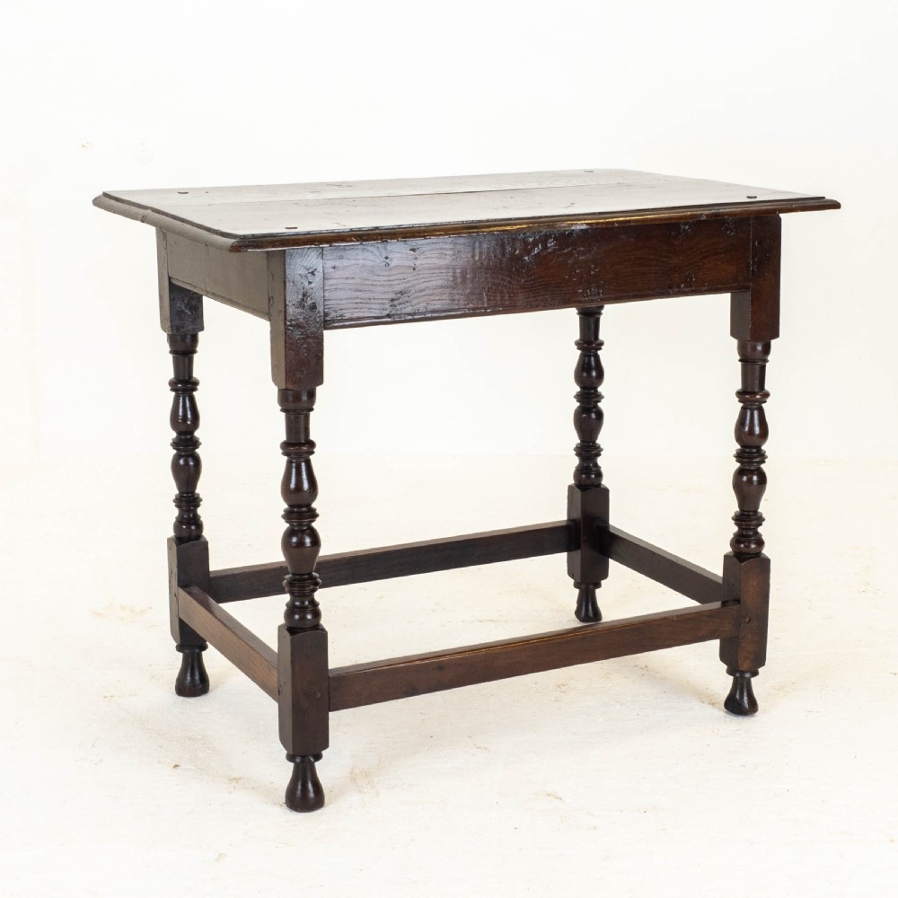 C17th Dark Oak English Country Side Table (Jacobean Carolean) View V