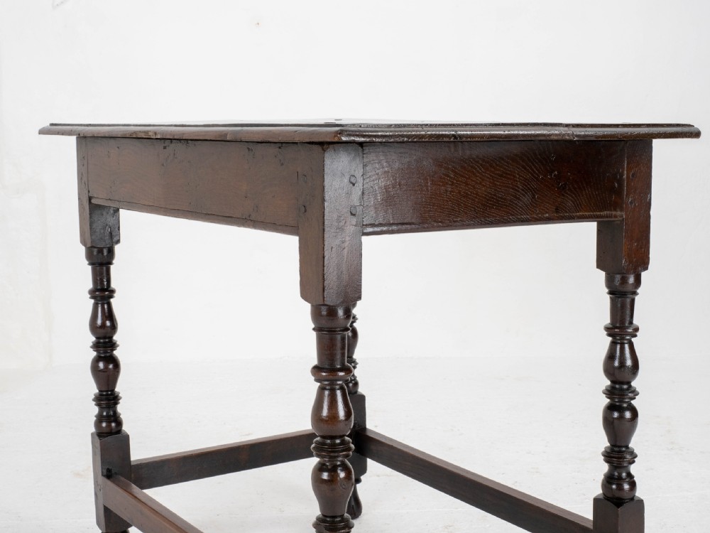 C17th Dark Oak English Country Side Table (Jacobean Carolean) View XIV
