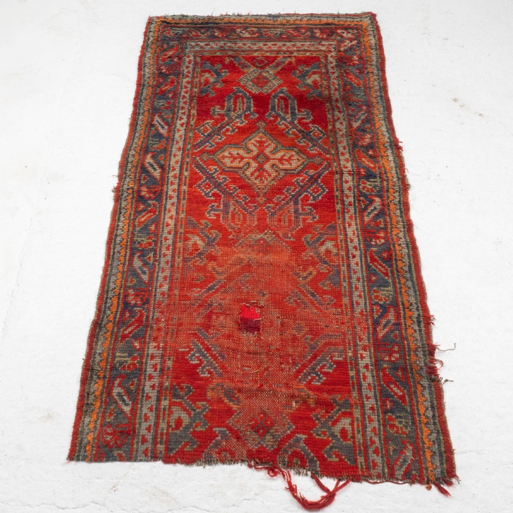 C19th Antique Persian Runner Rug Remnant 7'4