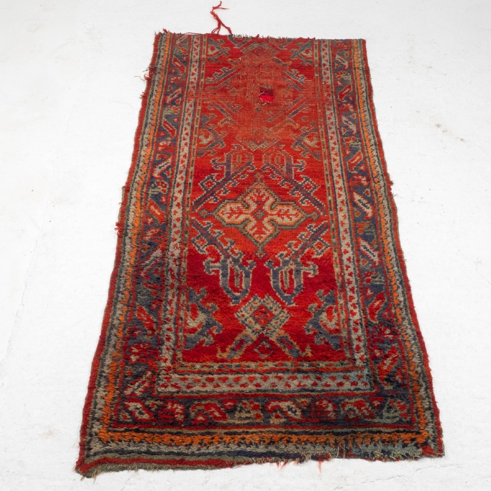 C19th Antique Persian Runner Rug Remnant 7'4