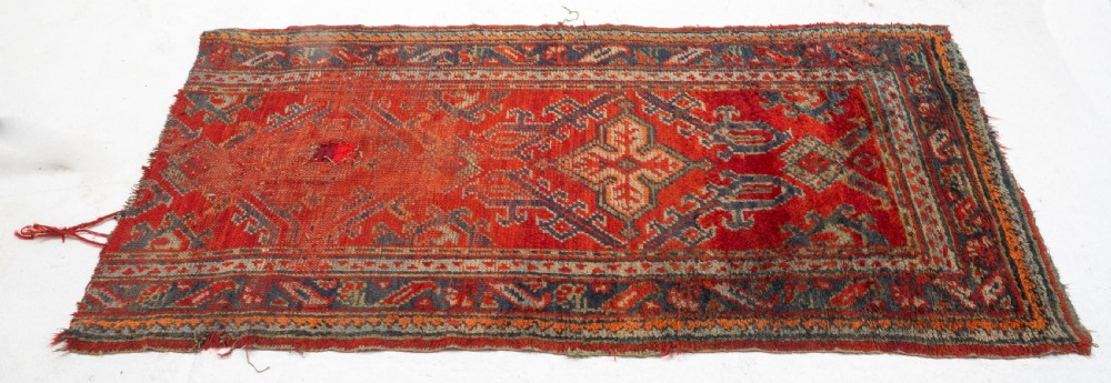 C19th Antique Persian Runner Rug Remnant 7'4