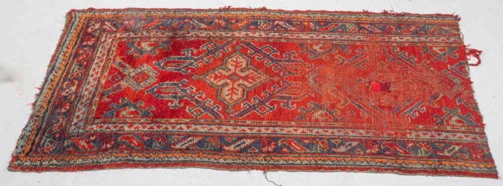 C19th Antique Persian Runner Rug Remnant 7'4