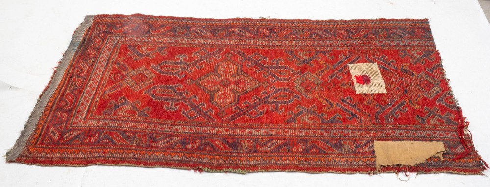 C19th Antique Persian Runner Rug Remnant 7'4