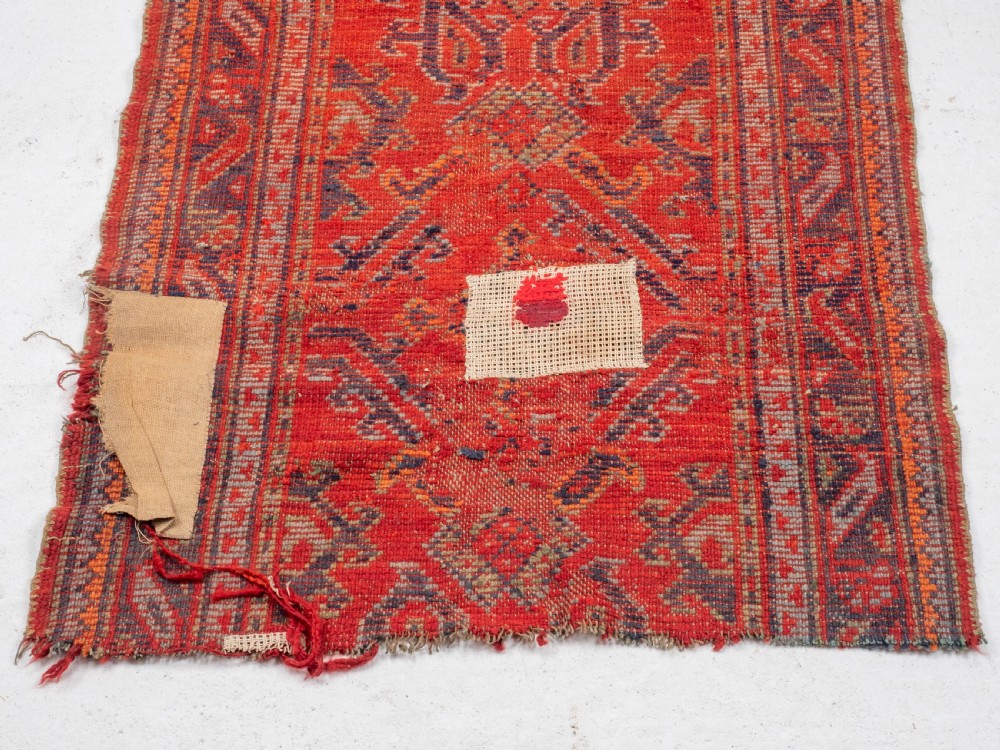 C19th Antique Persian Runner Rug Remnant 7'4