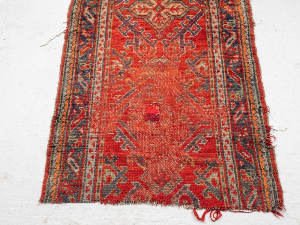 C19th Antique Persian Runner Rug Remnant 7'4