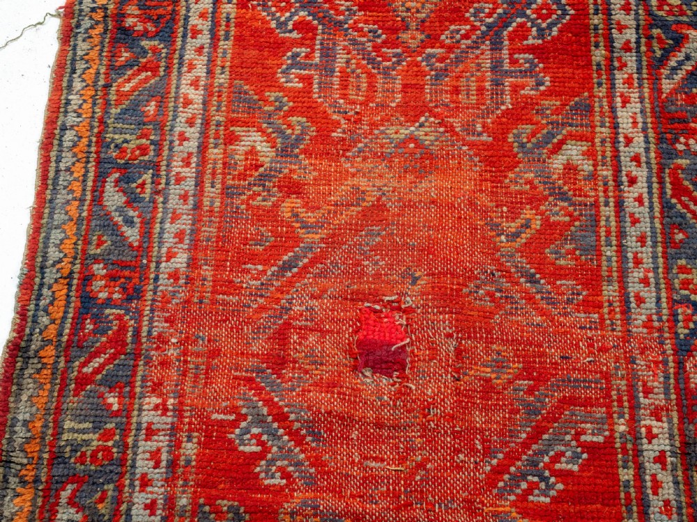 C19th Antique Persian Runner Rug Remnant 7'4