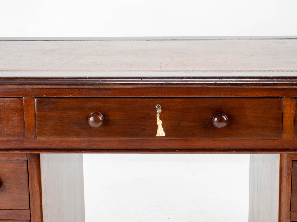 Victorian Mahogany Pedestal Desk with Leather Skiver View XII