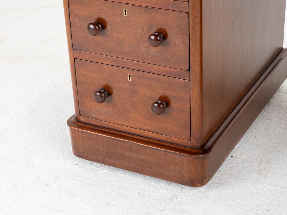 Victorian Mahogany Pedestal Desk with Leather Skiver View XIV