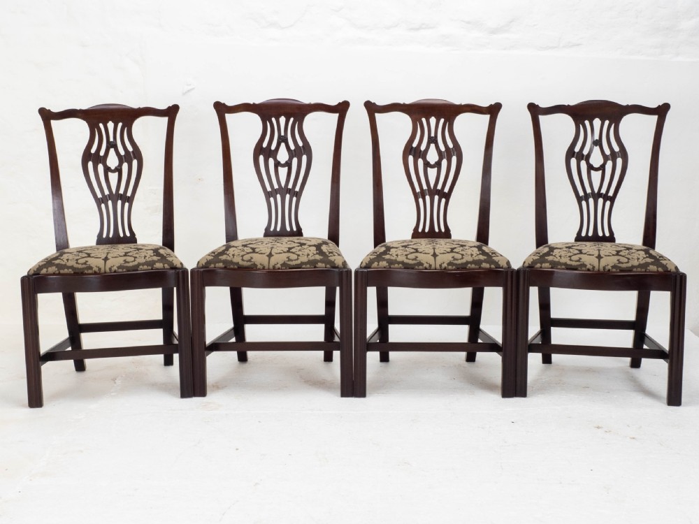 Georgian Chippendale Mahogany Set of 4 Dining Chairs (George III) View XIII
