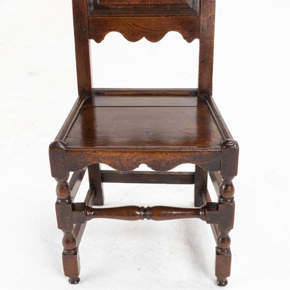 C17th Set of 7 Oak High Back Dining Chairs (6 + 1 Jacobean Carolean Back Stool) View XVIII