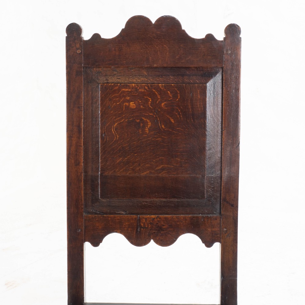 C17th Set of 7 Oak High Back Dining Chairs (6 + 1 Jacobean Carolean Back Stool) View XXI