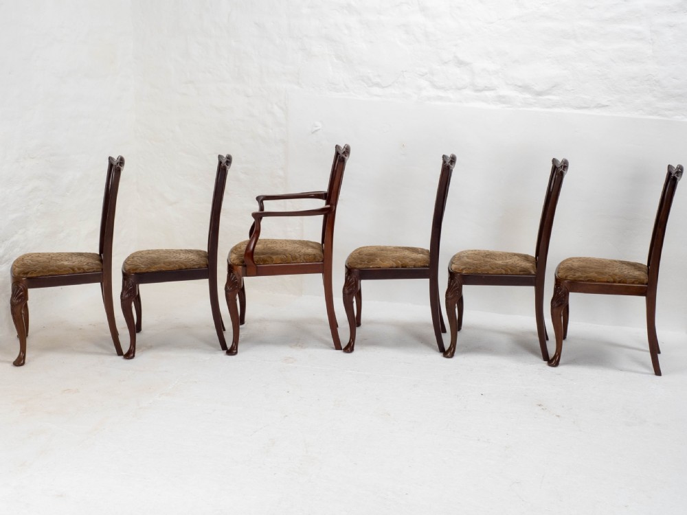 Chippendale Revival Edwardian Mahogany Set of 6 Dining Chairs & Carvers View VIII