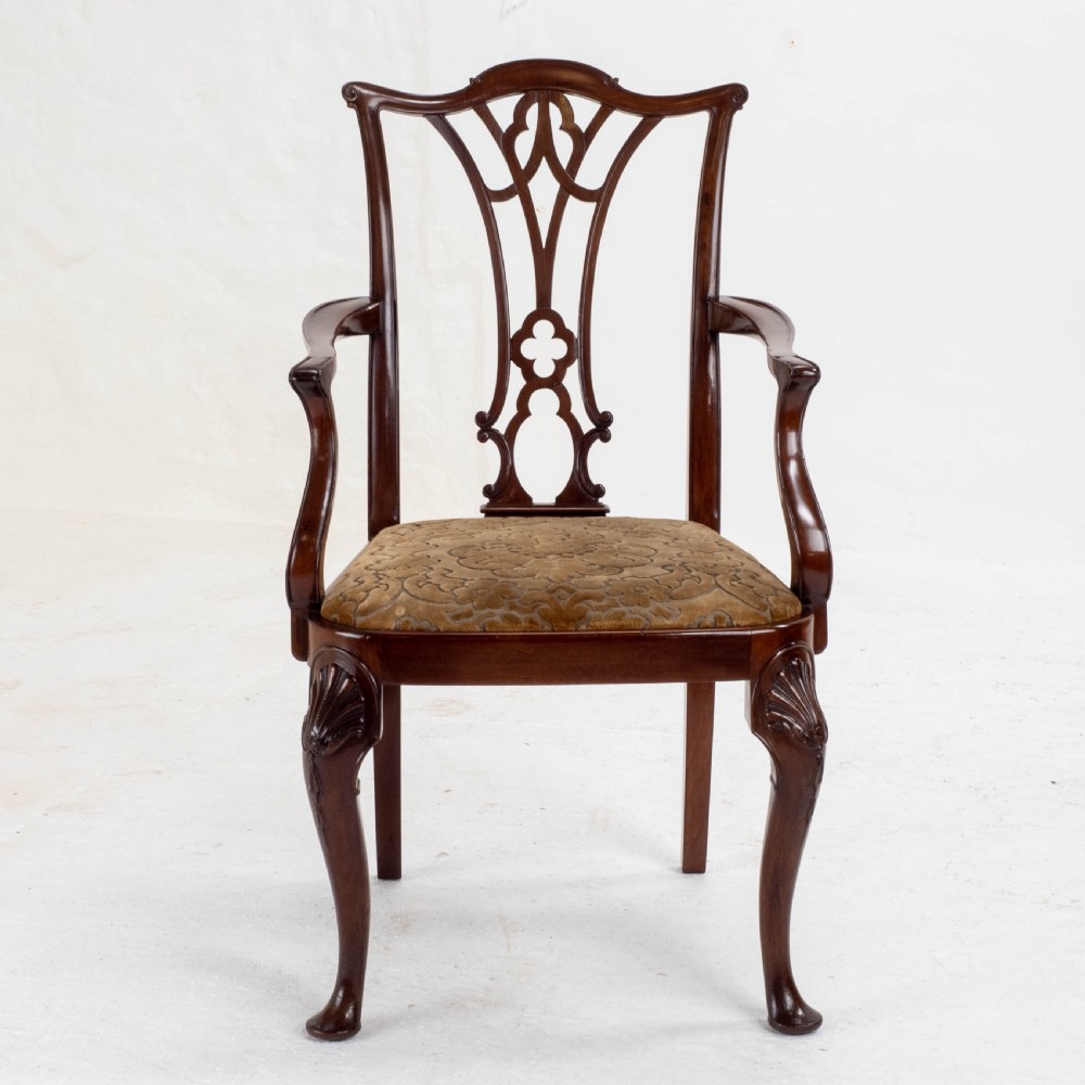 Chippendale Revival Edwardian Mahogany Set of 6 Dining Chairs & Carvers View XII