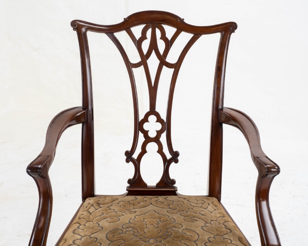 Chippendale Revival Edwardian Mahogany Set of 6 Dining Chairs & Carvers View XIII