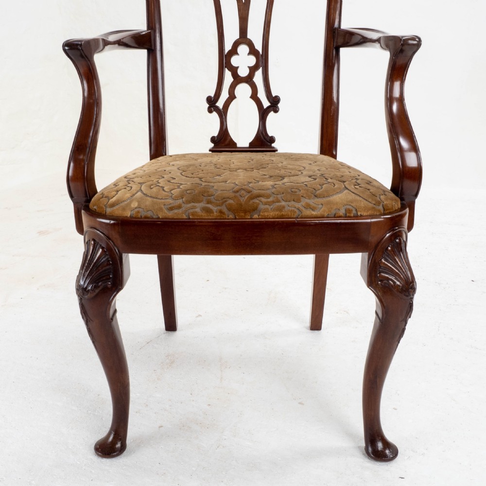 Chippendale Revival Edwardian Mahogany Set of 6 Dining Chairs & Carvers View XV