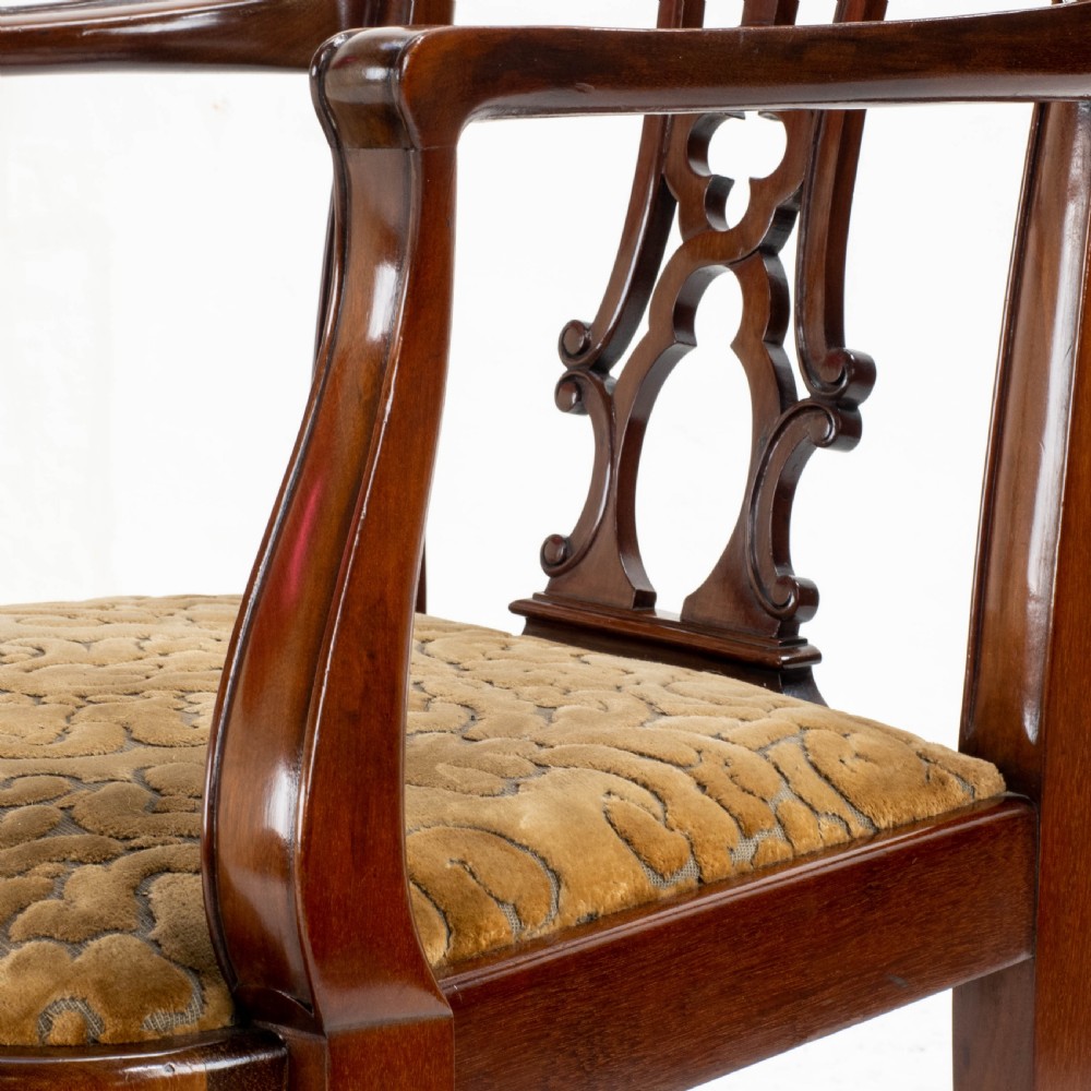 Chippendale Revival Edwardian Mahogany Set of 6 Dining Chairs & Carvers View XVII