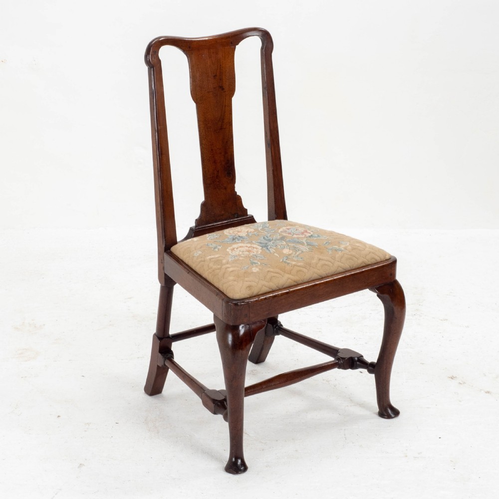 Early C18th Queen Anne Walnut High Back Upholstered Dining / Side Chair View V
