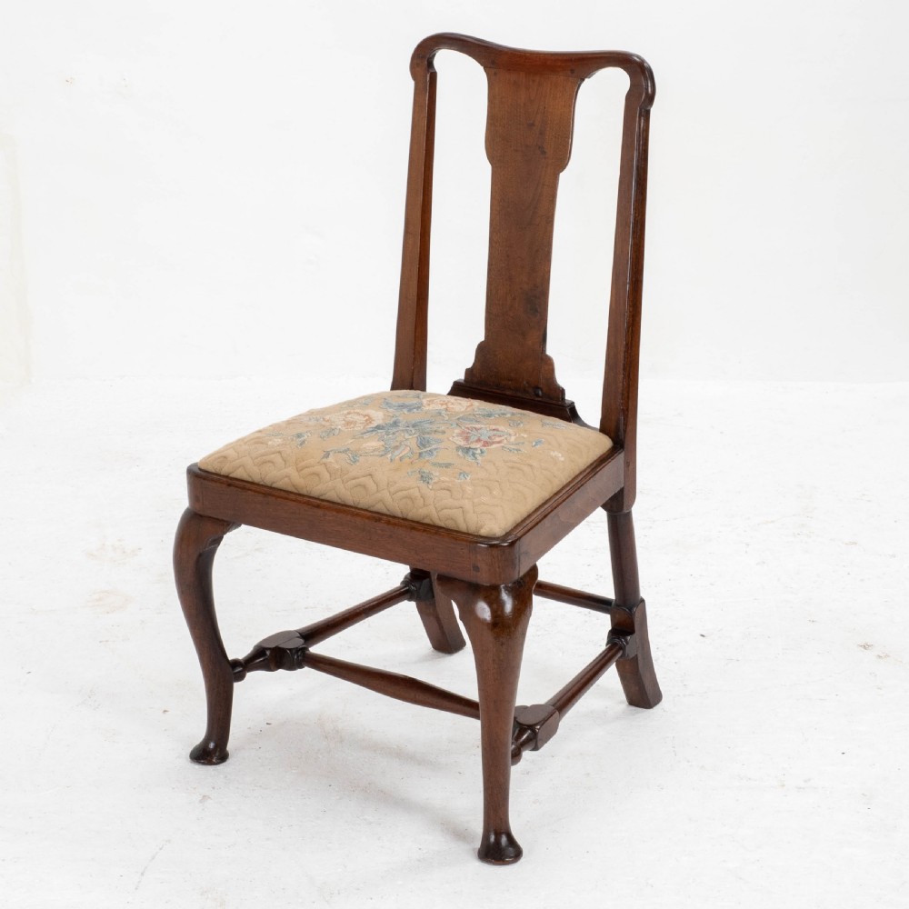 Early C18th Queen Anne Walnut High Back Upholstered Dining / Side Chair View VI