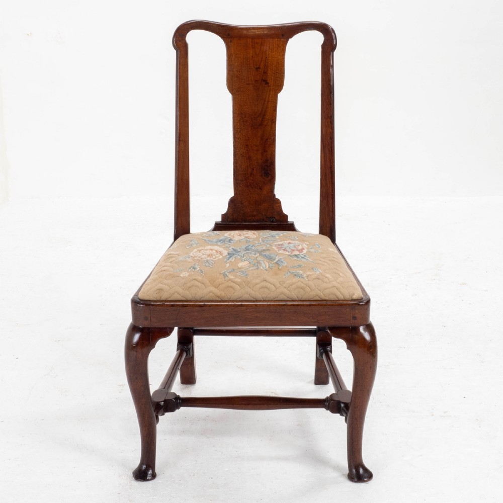 Early C18th Queen Anne Walnut High Back Upholstered Dining / Side Chair View X