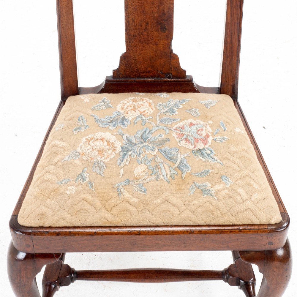 Early C18th Queen Anne Walnut High Back Upholstered Dining / Side Chair View XII