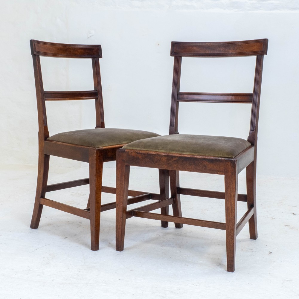 Georgian Set of 6 Mahogany Bar Back Upholstered Dining Chairs (George III) View IV
