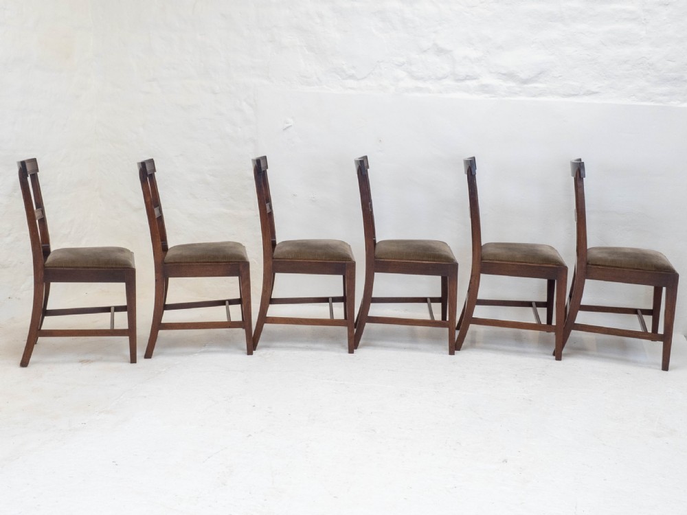 Georgian Set of 6 Mahogany Bar Back Upholstered Dining Chairs (George III) View VI
