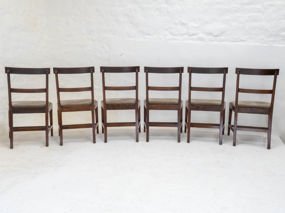 Georgian Set of 6 Mahogany Bar Back Upholstered Dining Chairs (George III) View VIII