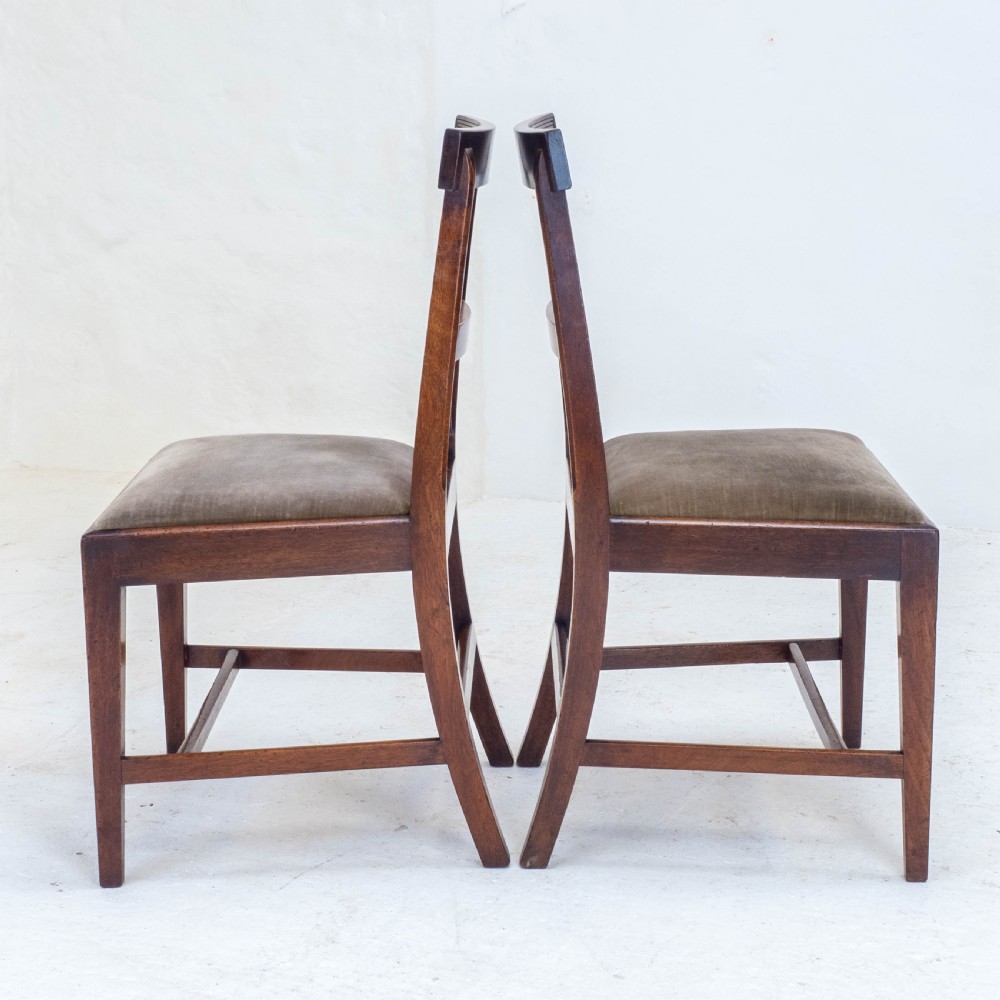 Georgian Set of 6 Mahogany Bar Back Upholstered Dining Chairs (George III) View IX