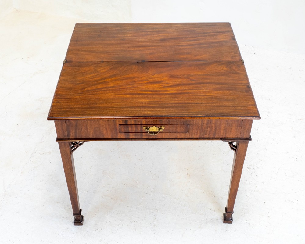 Georgian Chippendale Mahogany Console / Foldover Tea Table (George III) View V