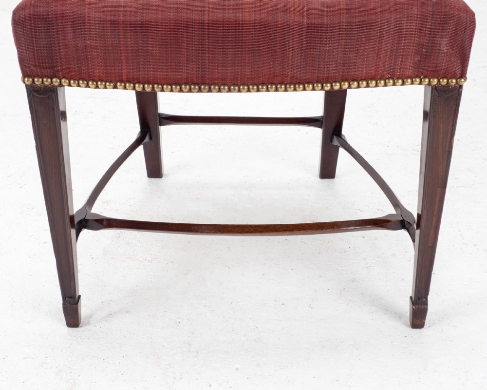 Hepplewhite Style C19th Horsehair Upholstered Set of 4 Mahogany Dining Chairs View X
