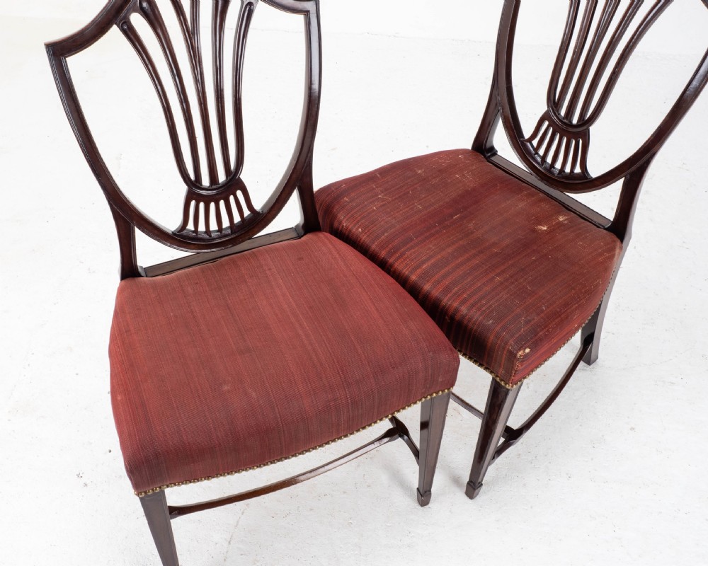Hepplewhite Style C19th Horsehair Upholstered Set of 4 Mahogany Dining Chairs View XII
