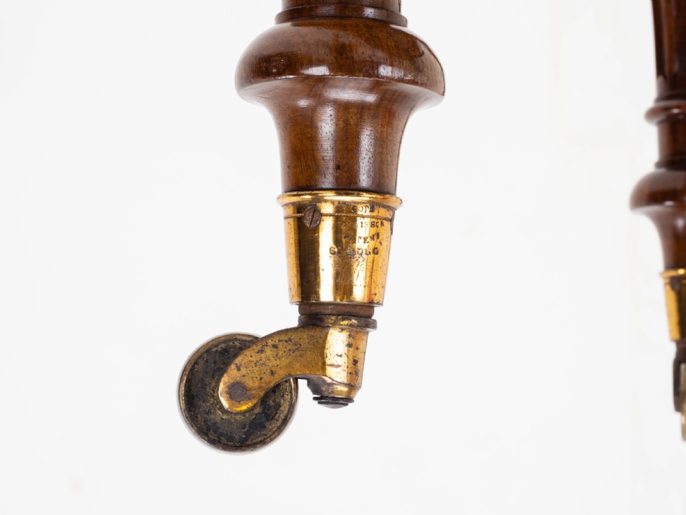 A Leather & Walnut Gillows-esque Stool with Cope & Collinson Castors Mid C19th View XIII