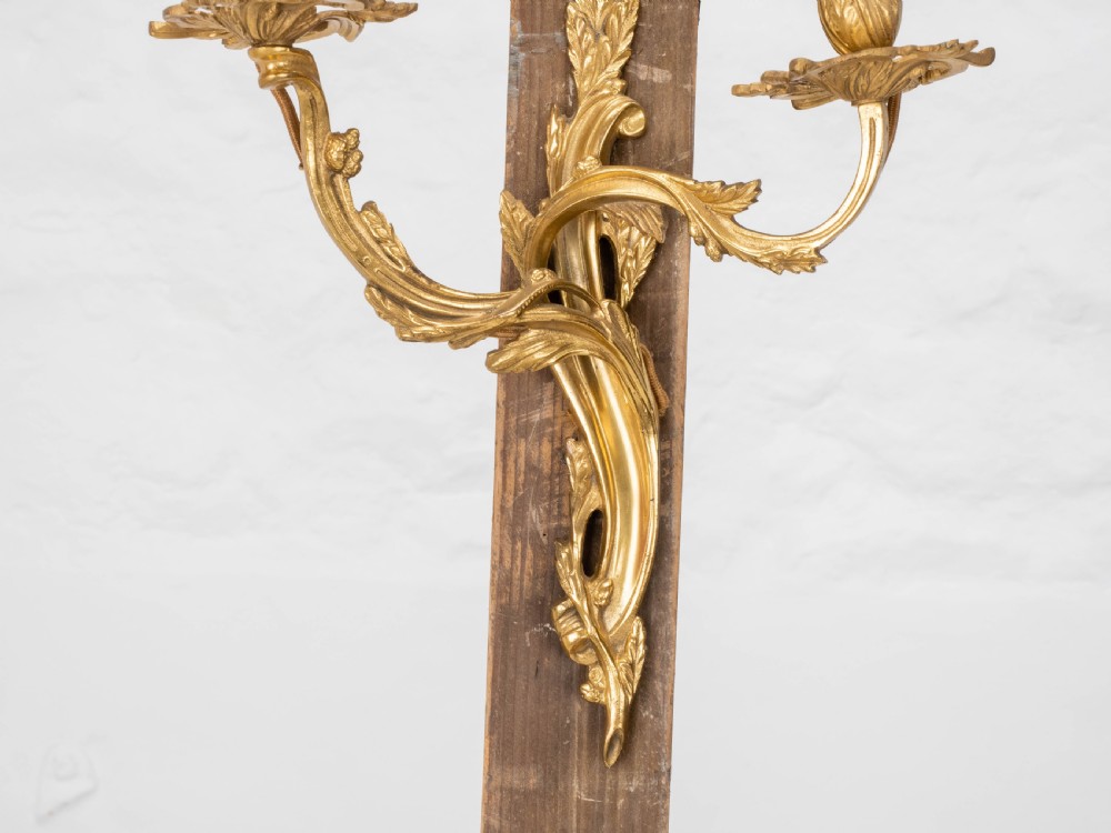 Pair C19th French Rococo Gilt Metal Wall Sconces (Wall lights) View V
